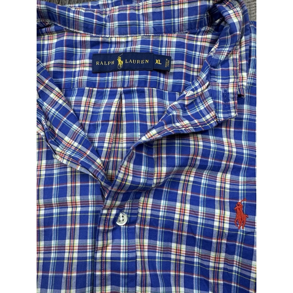 Ralph Lauren Polo Men's Classic Fit Button Down Pony Blue Plaid Shirt XL